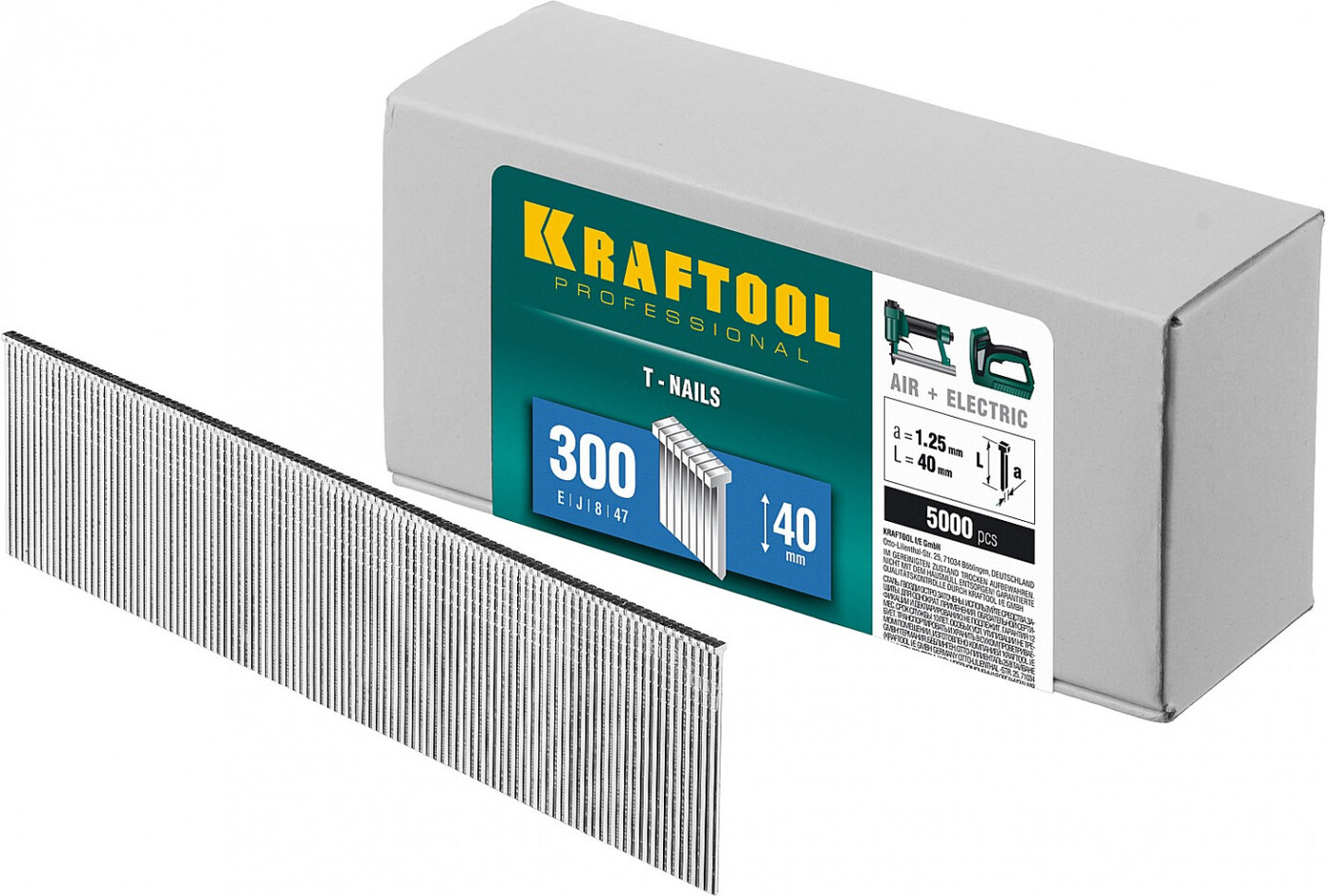 Гвозди для нейлера KRAFTOOL 40 мм тип 300, 5000 шт пневматический нейлер kraftool f18 50 гвозди тип 300 15 50 мм 31961