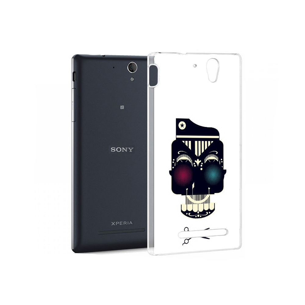 

Чехол MyPads Tocco для Sony Xperia C5 Ultra черно белый скелет с яркими глазами, Прозрачный, Tocco