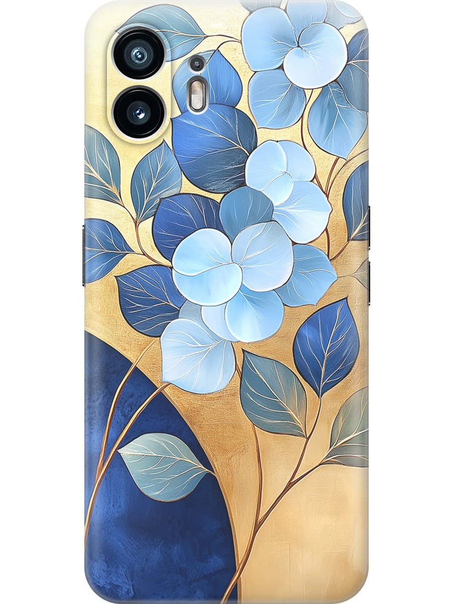 

Силиконовый чехол на Nothing Phone (2) с принтом "Синие листья на золотом", Прозрачный;золотистый;синий, 784811523