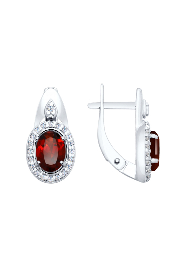 

Серьги из серебра с гранатом/фианитом SOKOLOV 92021685, 92021685_k
