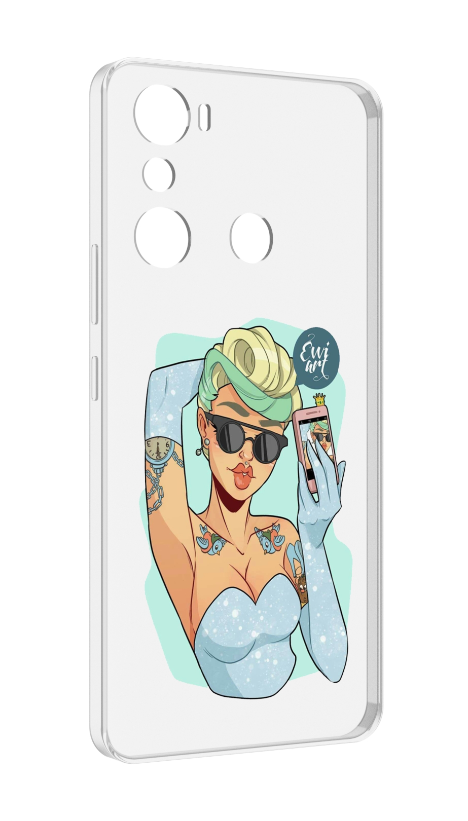 

Чехол MyPads девушка с короткой стрижкой женский для Infinix Hot 20i, Прозрачный, Tocco