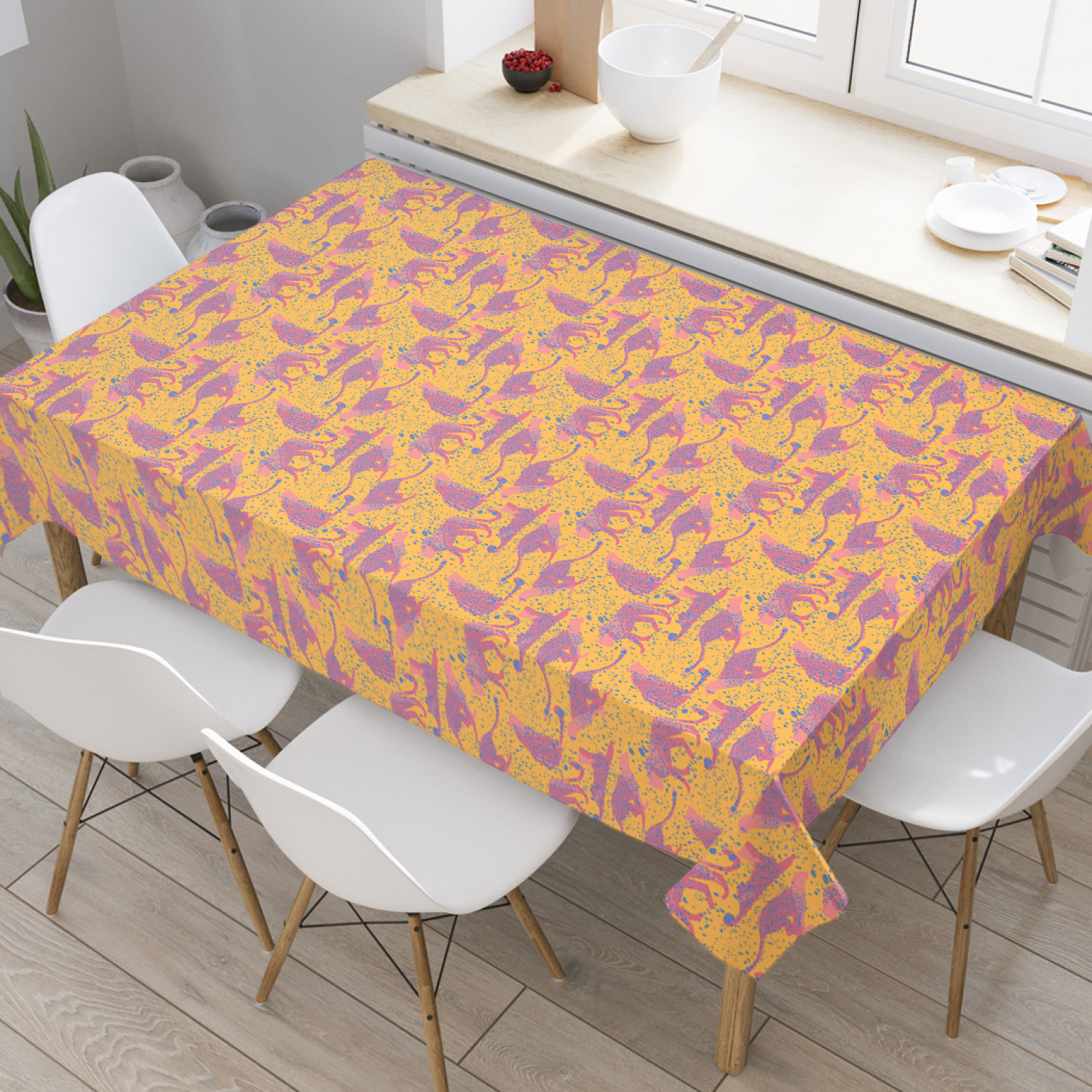 

Скатерть прямоугольная на кухонный стол JoyArty "Жизнь гепарда" из оксфорда, 120x145 см, Желтый, Жизнь гепарда