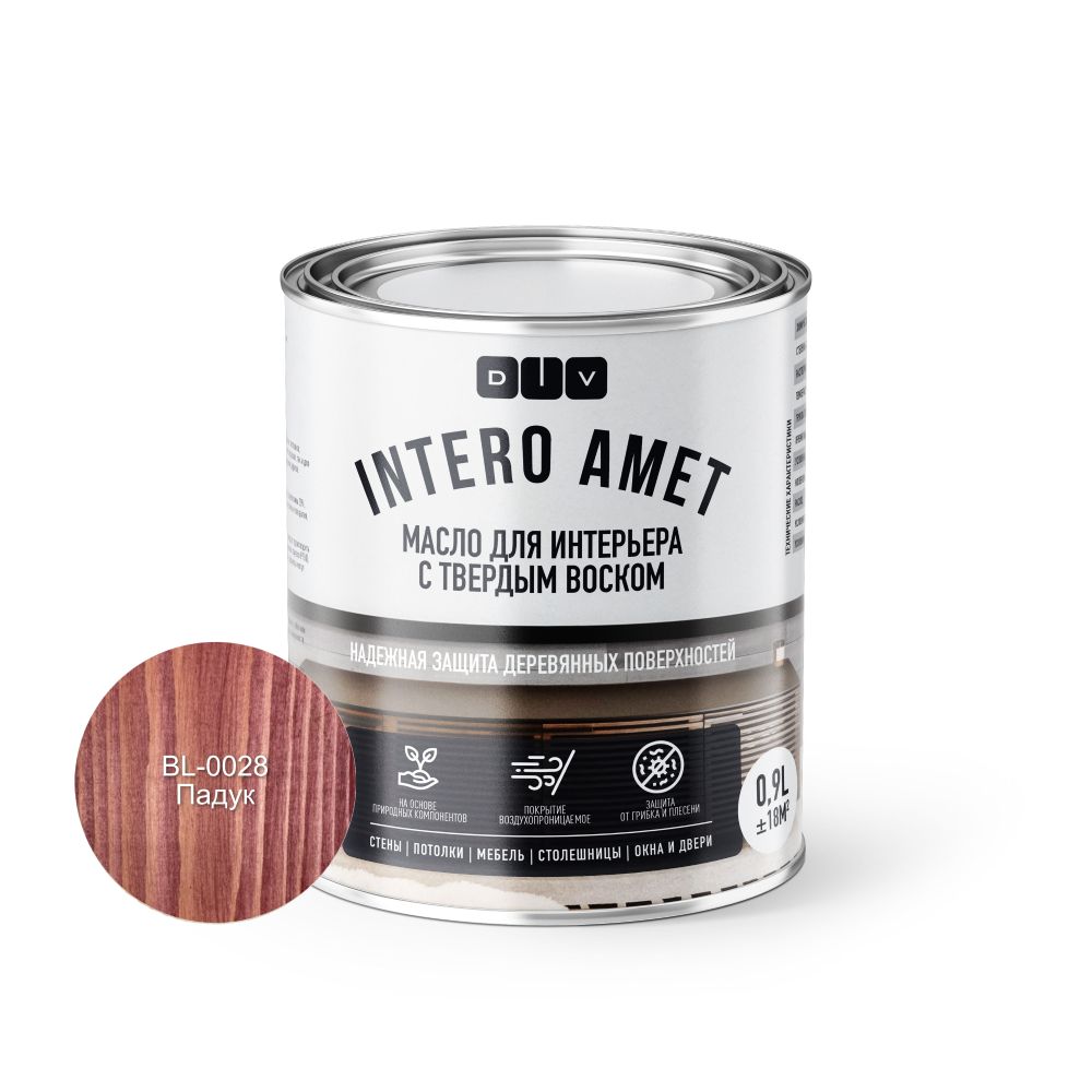 

Масло для интерьера с твердым воском INTERO AMET BL-0028 падук 0,9л, Красный, INTERO AMET
