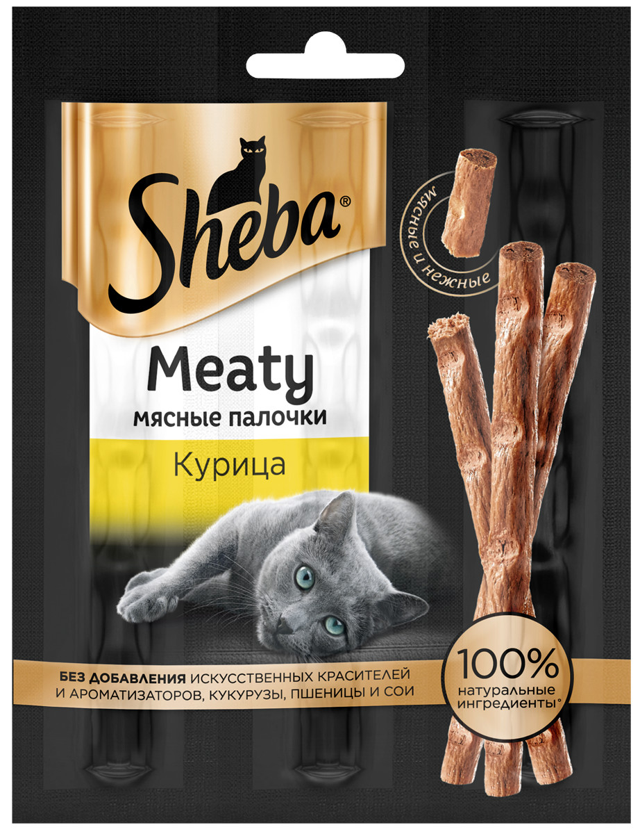 Лакомство для кошек Sheba  Meaty Мясные палочки, Курица, 12г