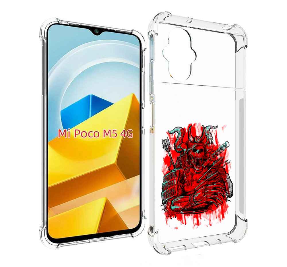 

Чехол Mypads Красный Скелет Воин Для Poco M5 Проти, Прозрачный, Tocco