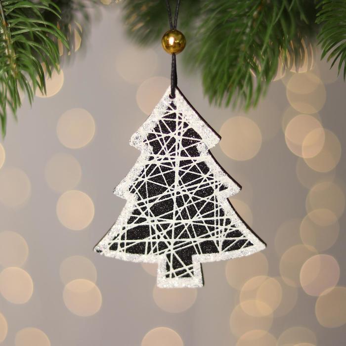 

Елочная игрушка Елка 6249784 1 шт. серебристая черная, Серебристый;черный, Елка