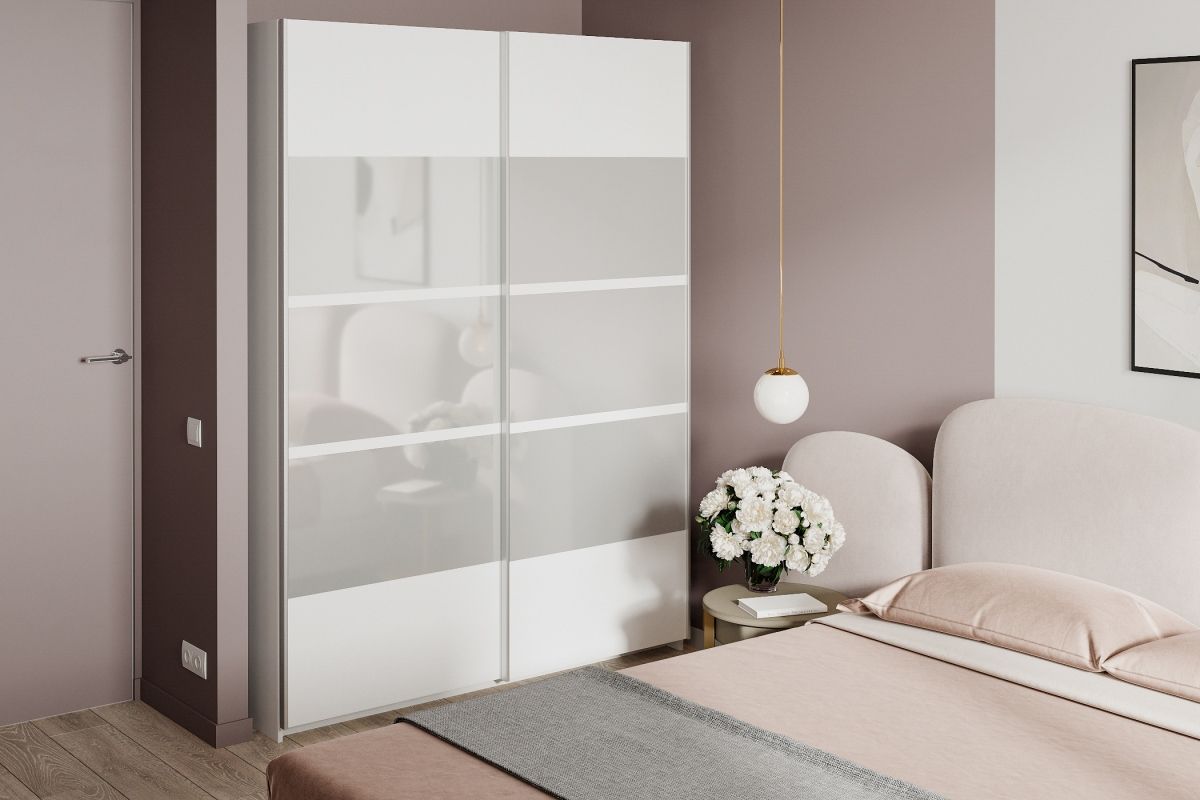 

Шкаф-купе Реал-2 Белый для одежды двухдверный 140x200x65 Мегамебель, Реал-2