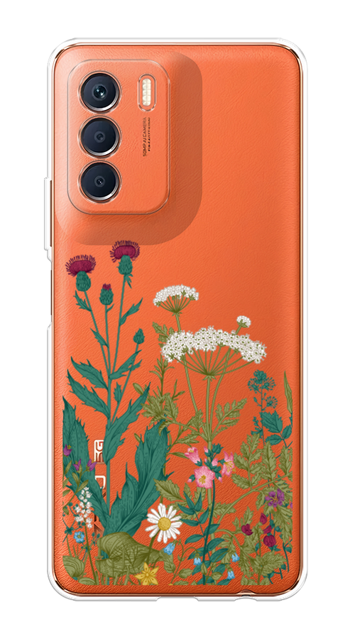 

Чехол на Infinix Zero 5G 2023 "Дикие полевые цветы", Зеленый;розовый;белый, 3104450-2