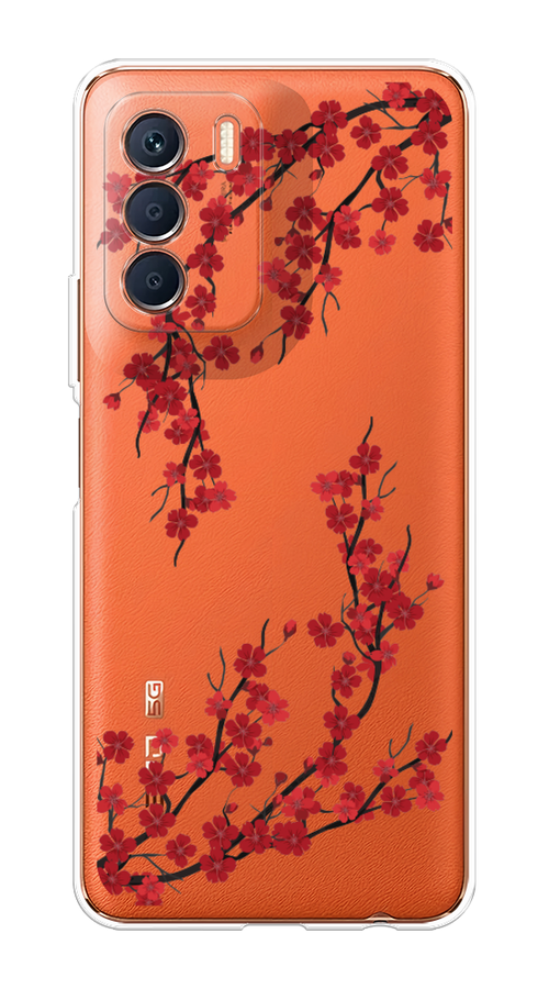 

Чехол на Infinix Zero 5G 2023 "Красная сакура", Красный;черный, 3104450-2