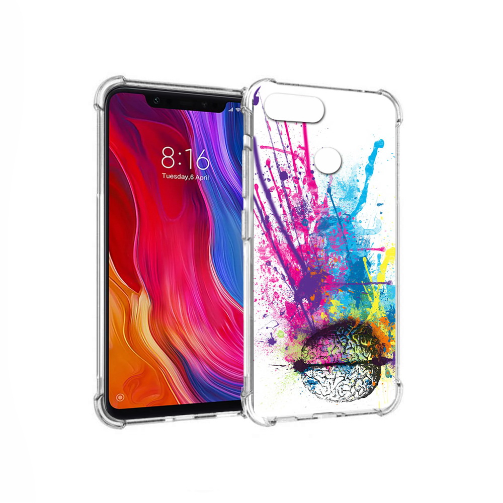 

Чехол MyPads Tocco для Xiaomi Mi 8 Lite яркий красочный мозг (PT119514.309.710), Прозрачный, Tocco