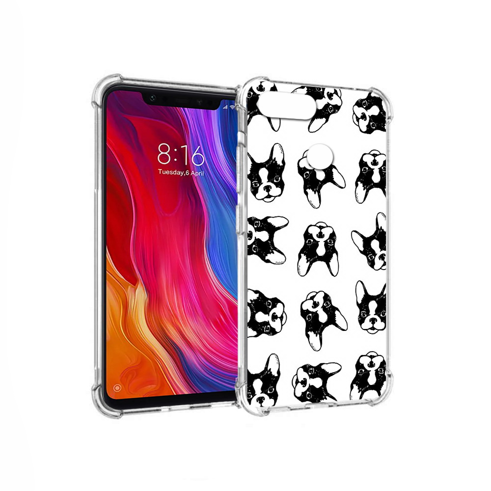 

Чехол MyPads Tocco для Xiaomi Mi 8 Lite черно белые собачки (PT119514.309.683), Прозрачный, Tocco