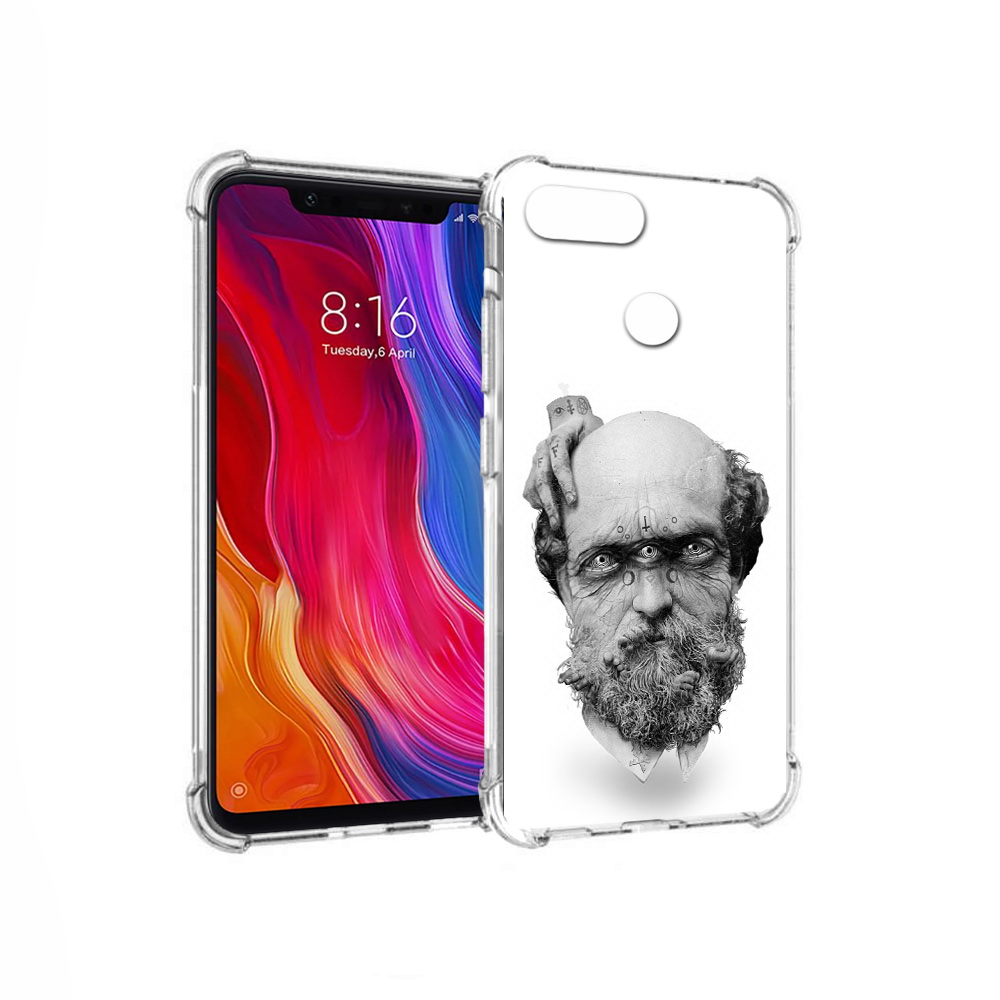 

Чехол MyPads Tocco для Xiaomi Mi 8 Lite страшный бородатый мужчина абстракция, Прозрачный, Tocco