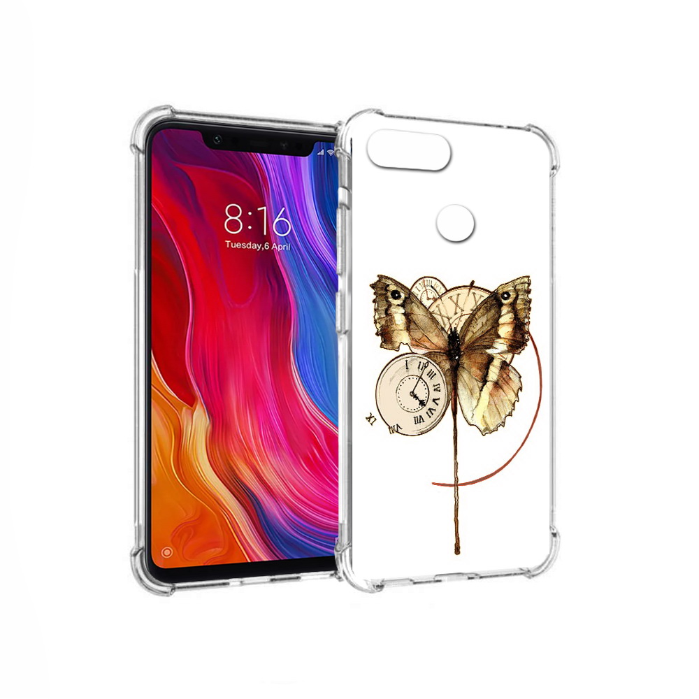 Чехол MyPads Tocco для Xiaomi Mi 8 Lite старинные часы с бабочкой (PT119514.309.622)
