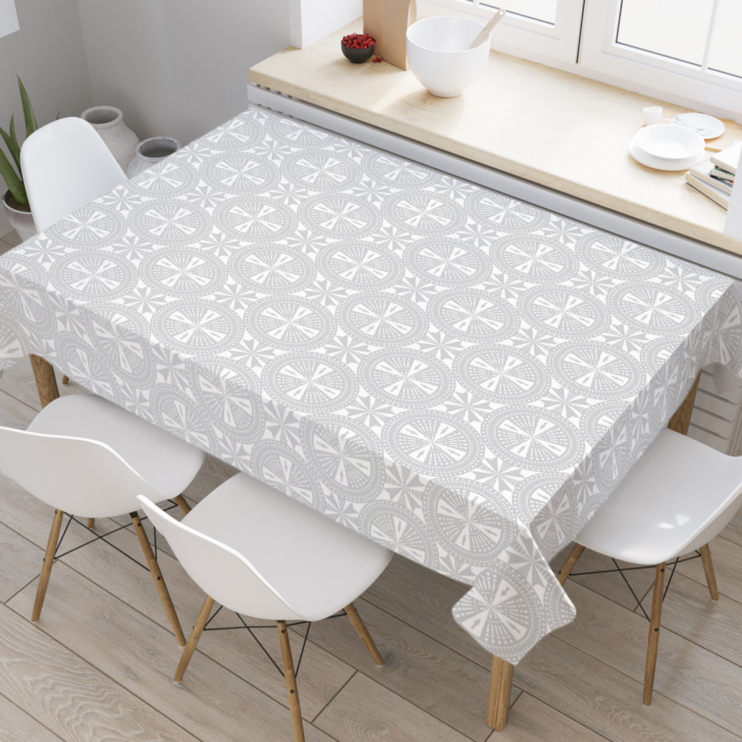 

Скатерть прямоугольная JoyArty "Геометрия этнических дисков" из оксфорда, 120x145см, Серый, Геометрия этнических дисков