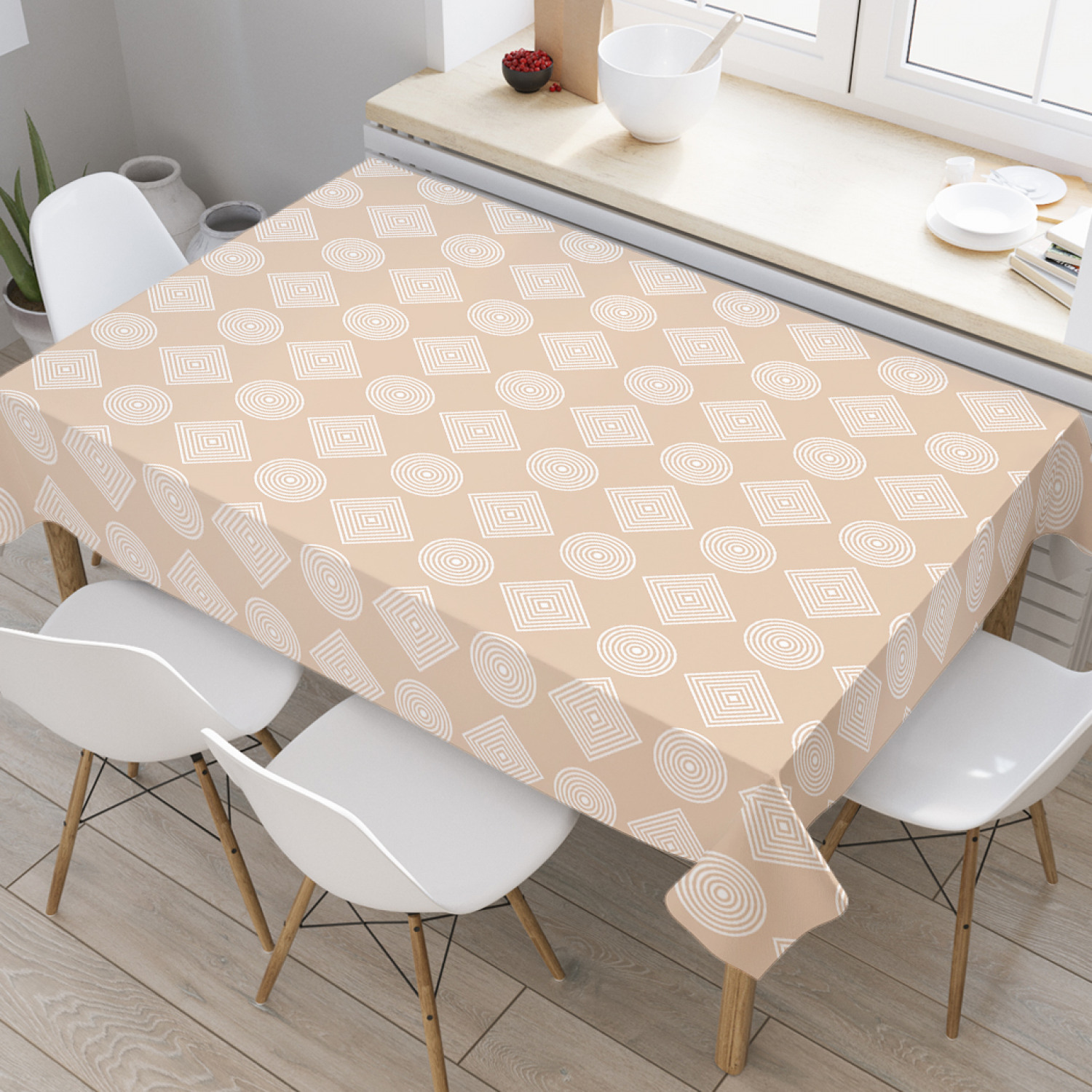 

Скатерть прямоугольная JoyArty "Многослойные формы" из оксфорда, 120x145см, Оранжевый, Многослойные формы