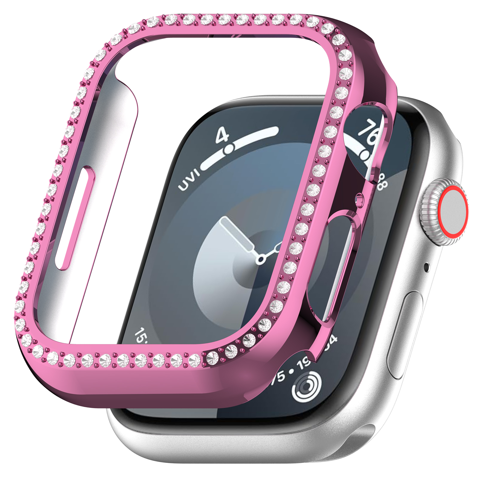 Защитный бампер для Apple Watch 45 мм, со стразами, розовый