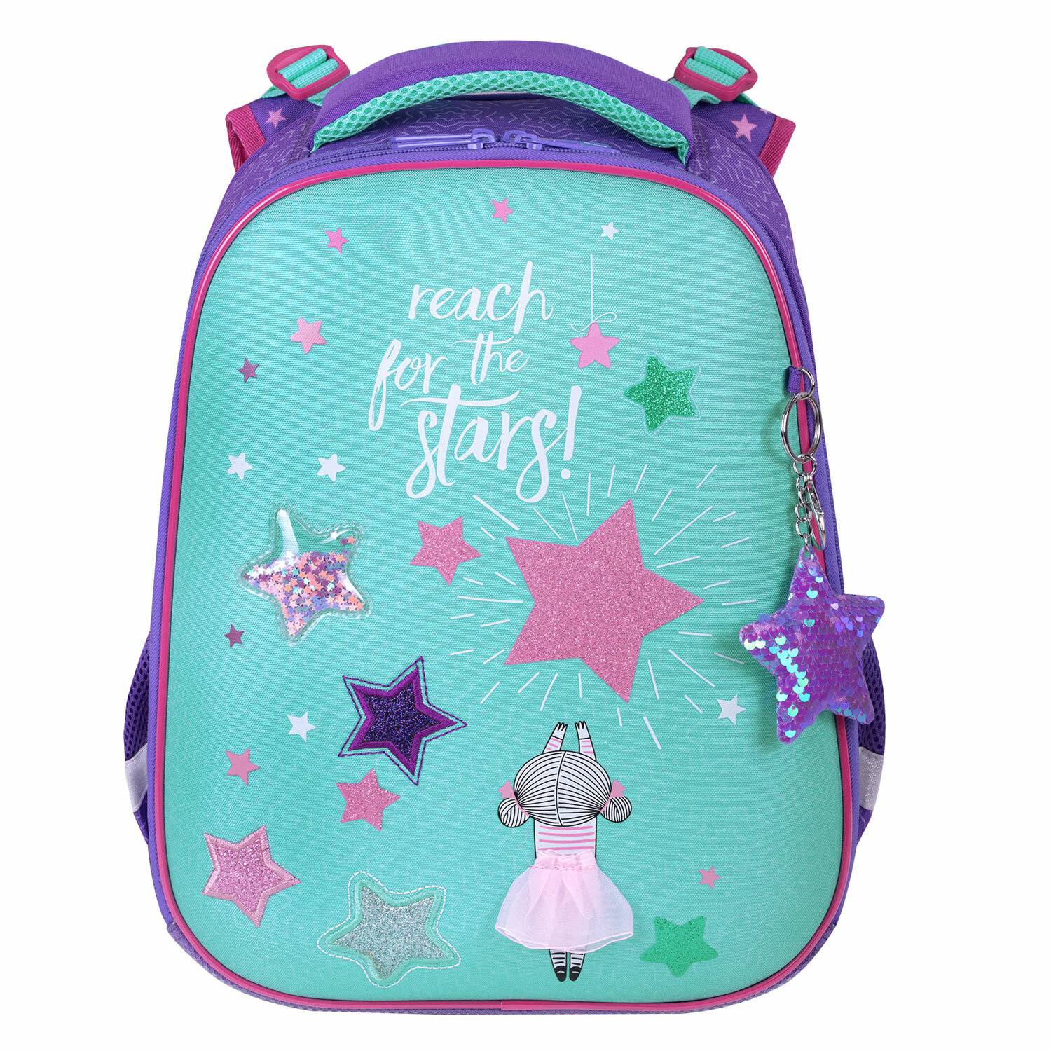 

Ранец Brauberg Premium, 2 отделения, Shining Stars, 38х29х16 см, 271353, Бирюзовый, Shining Stars