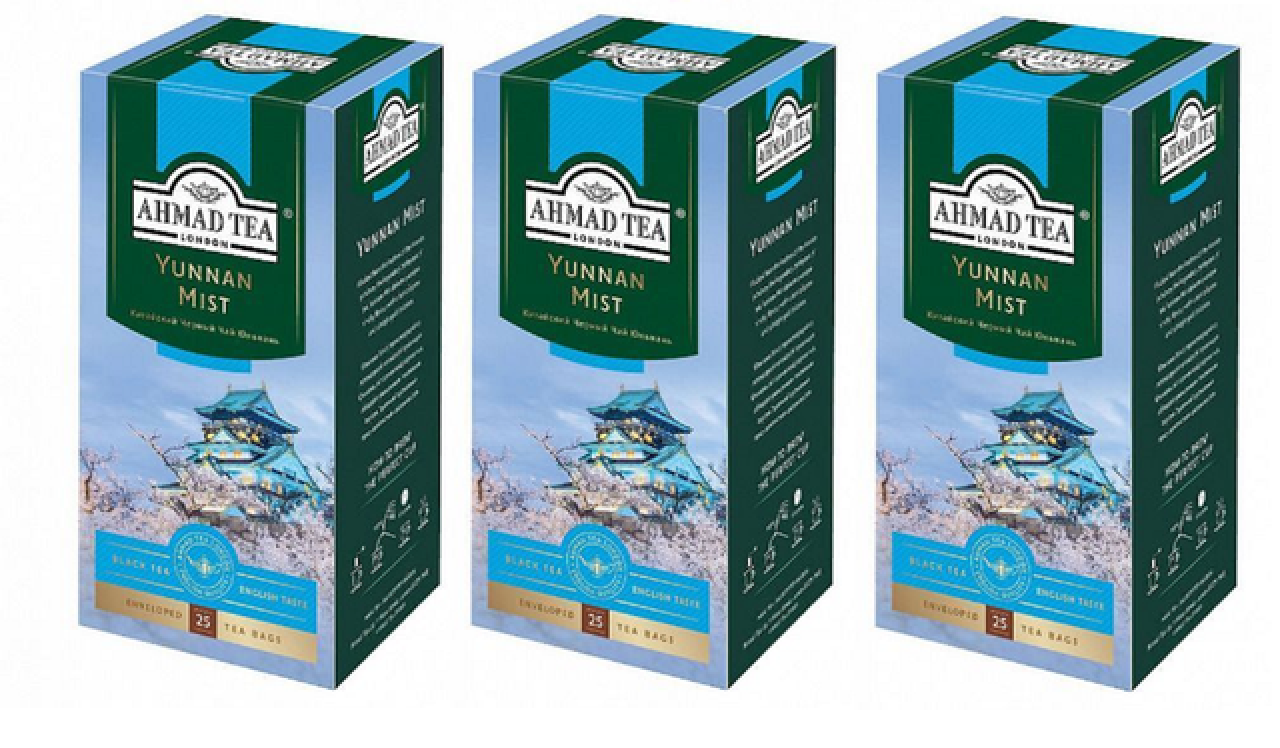 

Чай черный Ahmad Tea Yunnan Mist, дымок, 25 пакетиков по 2 г, 3 упаковки