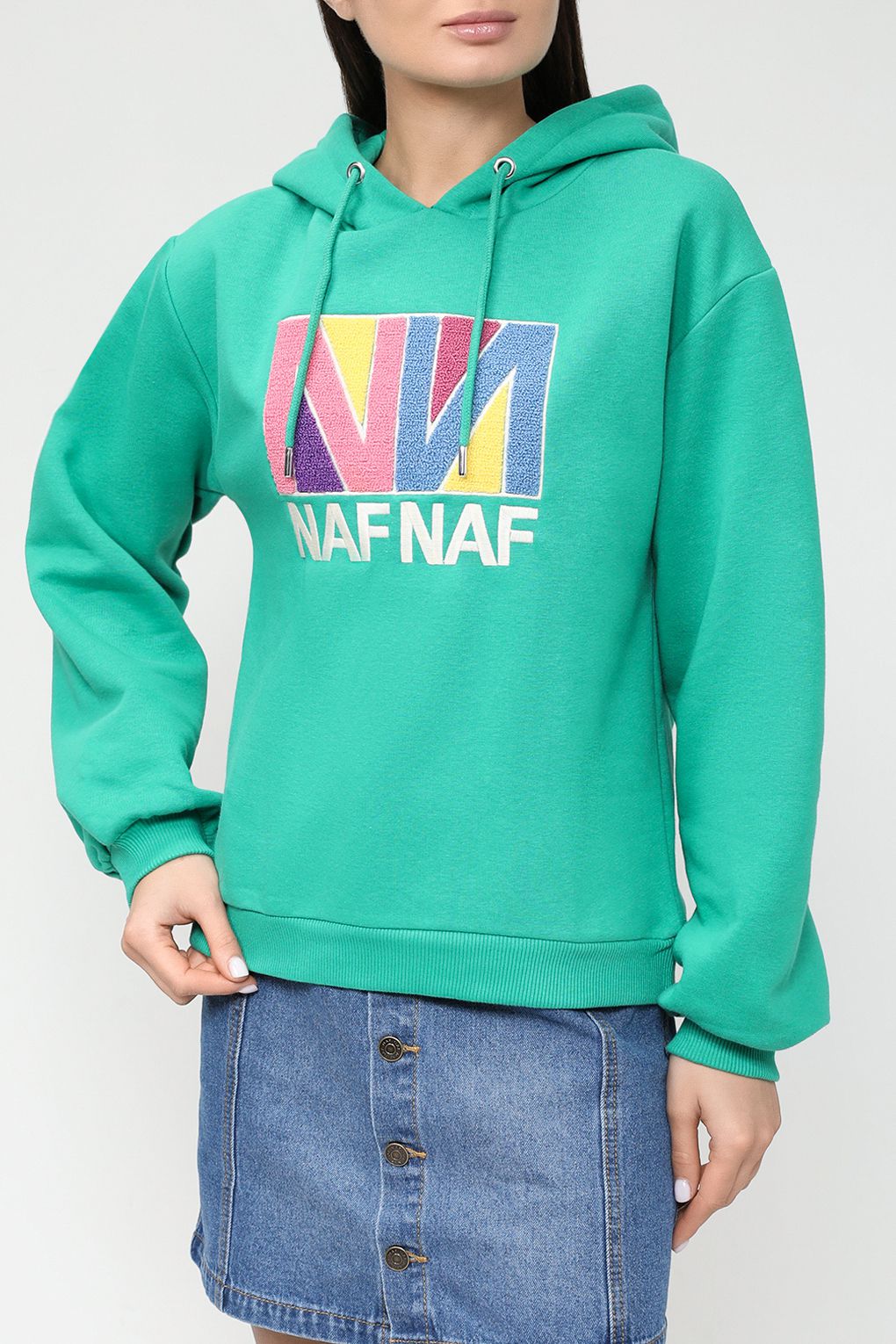 Худи женское Naf Naf XENS10 зеленое XL