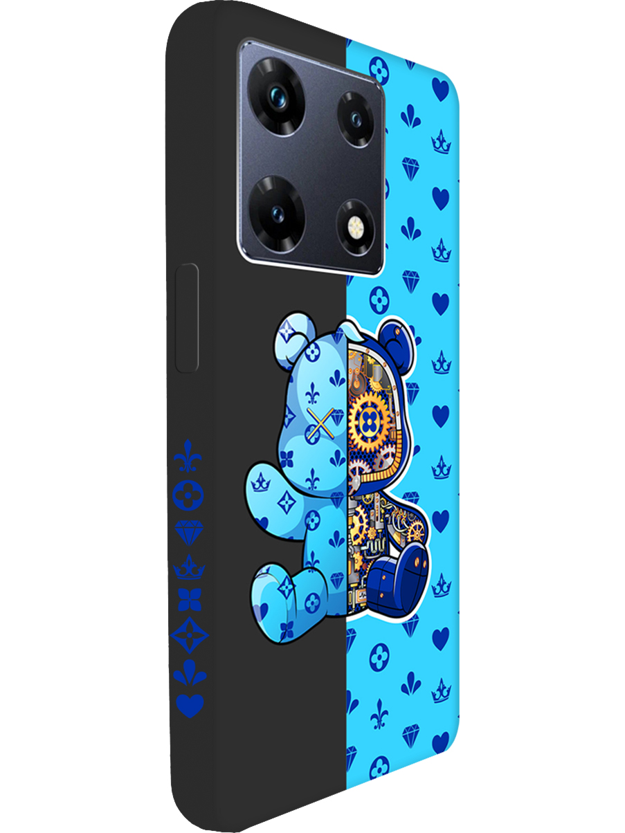 

Силиконовый чехол на Infinix Note 30 Pro с принтом "Синий Мишка" матовый черный, Черный;голубой;синий, 773942872