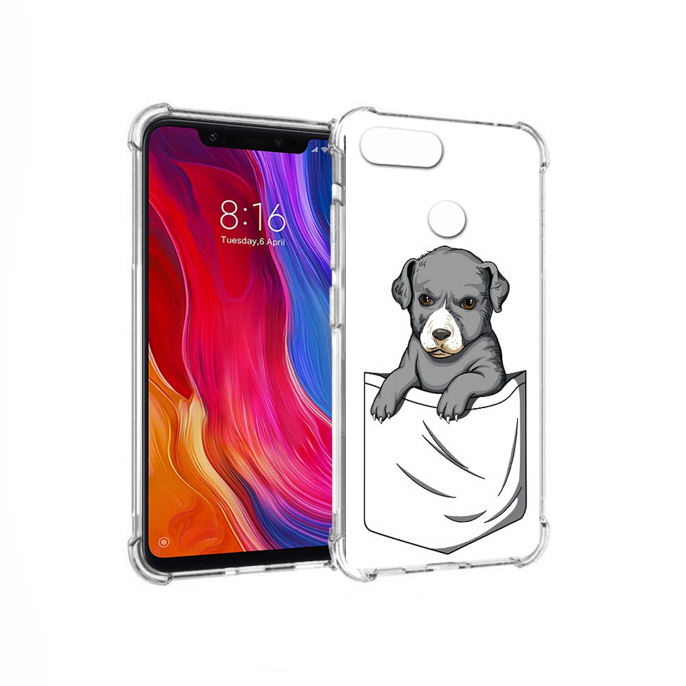 

Чехол MyPads Tocco для Xiaomi Mi 8 Lite собачка в кармане (PT119514.309.611), Прозрачный, Tocco