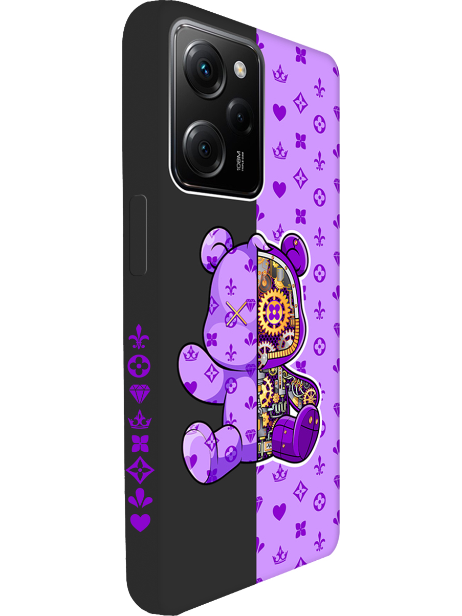 

Силиконовый чехол на Xiaomi Poco X5 Pro 5G с принтом "Фиолетовый Мишка" матовый черный, Черный;фиолетовый, 767959772