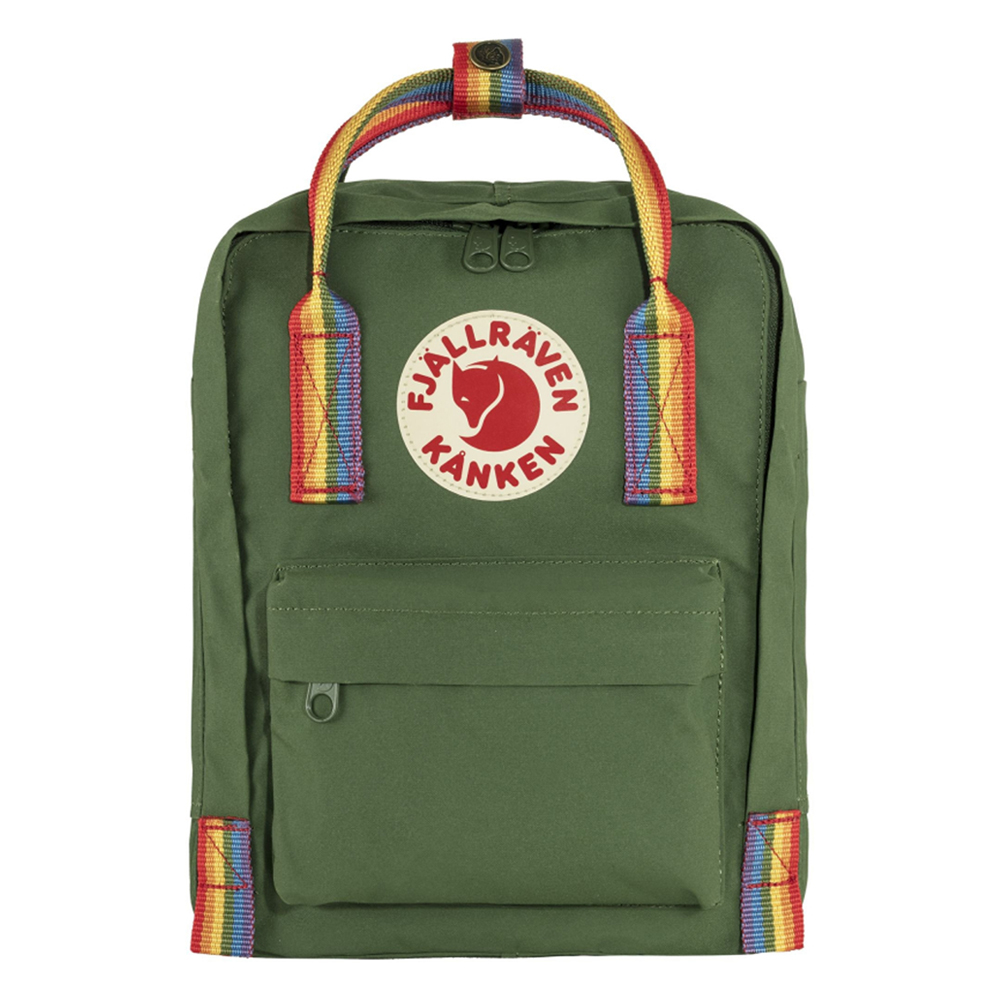 фото Рюкзак женский fjallraven kanken rainbow mini spruce green-rainbow pattern, 29x20x13 см