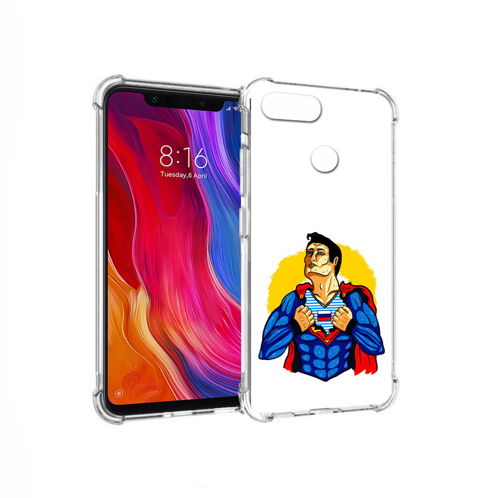 

Чехол MyPads Tocco для Xiaomi Mi 8 Lite русский супермен (PT119514.309.591), Прозрачный, Tocco