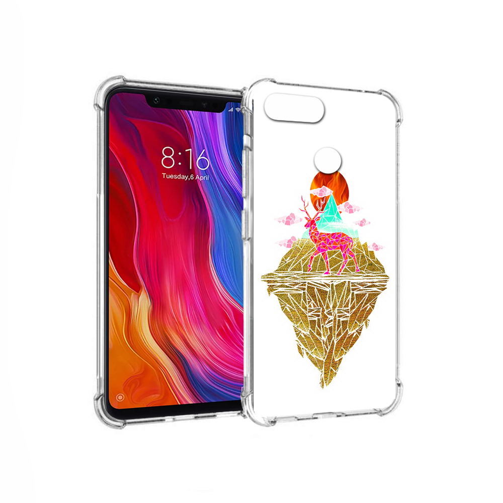 

Чехол MyPads Tocco для Xiaomi Mi 8 Lite розовый олень абстракция (PT119514.309.586), Прозрачный, Tocco