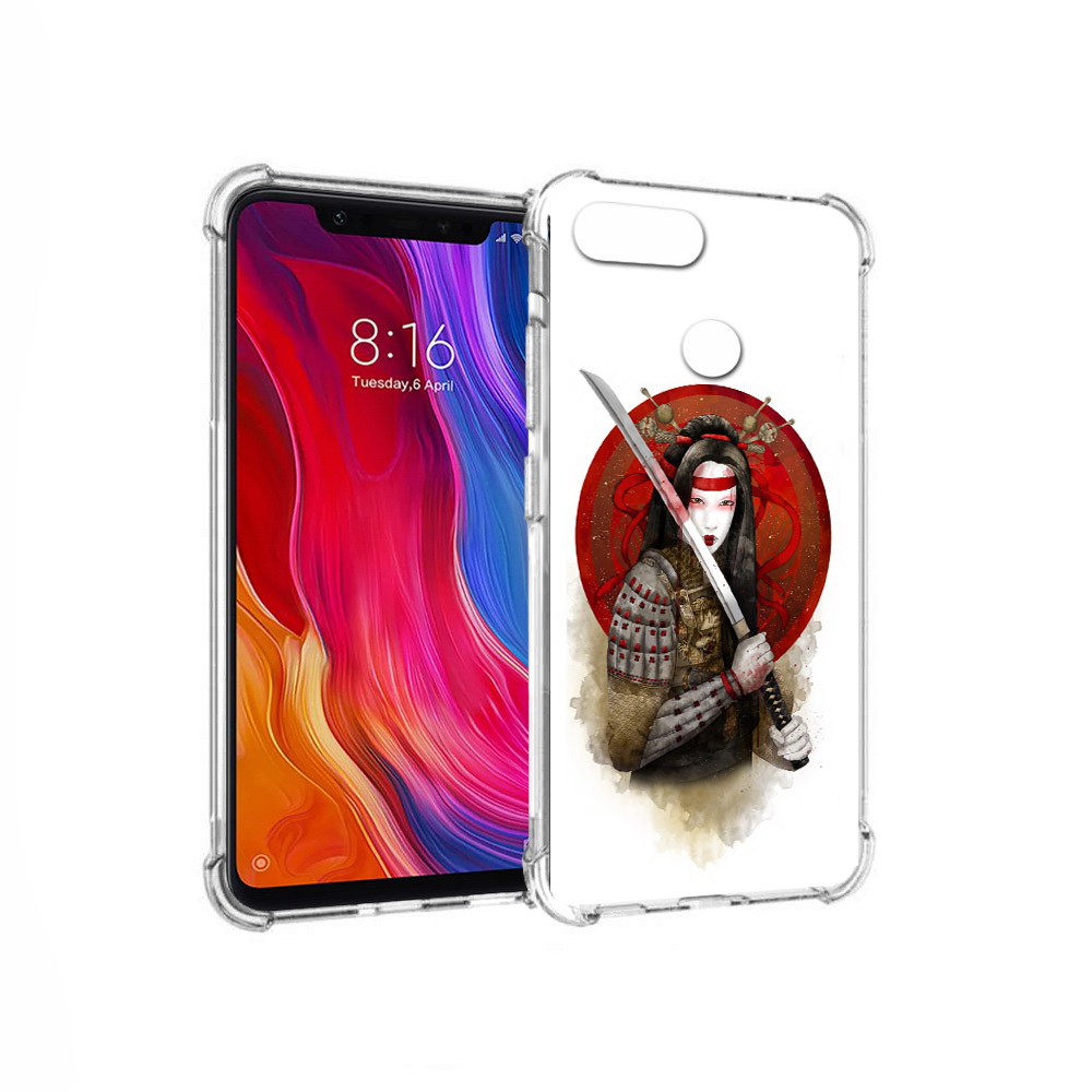 

Чехол MyPads Tocco для Xiaomi Mi 8 Lite рисованная девушка с катаной (PT119514.309.580), Прозрачный, Tocco
