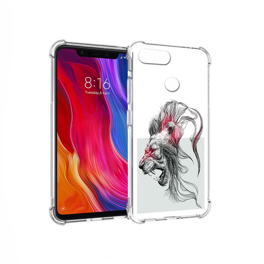 

Чехол MyPads Tocco для Xiaomi Mi 8 Lite разъяренный лев (PT119514.309.576), Прозрачный, Tocco