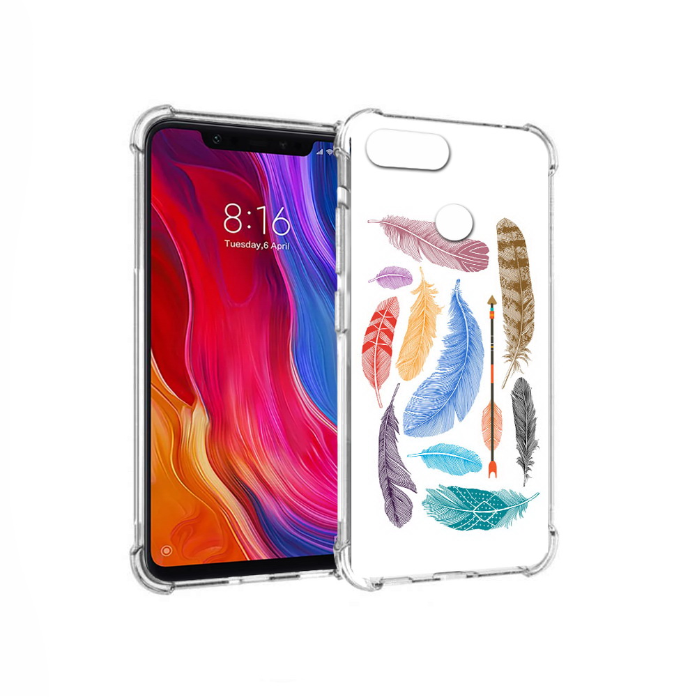 

Чехол MyPads Tocco для Xiaomi Mi 8 Lite разноцветные перья (PT119514.309.572), Прозрачный, Tocco