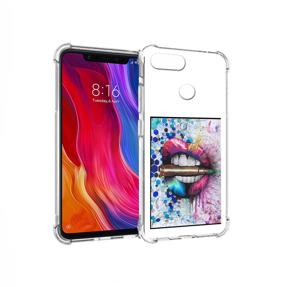

Чехол MyPads Tocco для Xiaomi Mi 8 Lite разноцветные губы с пулей (PT119514.309.571), Прозрачный, Tocco