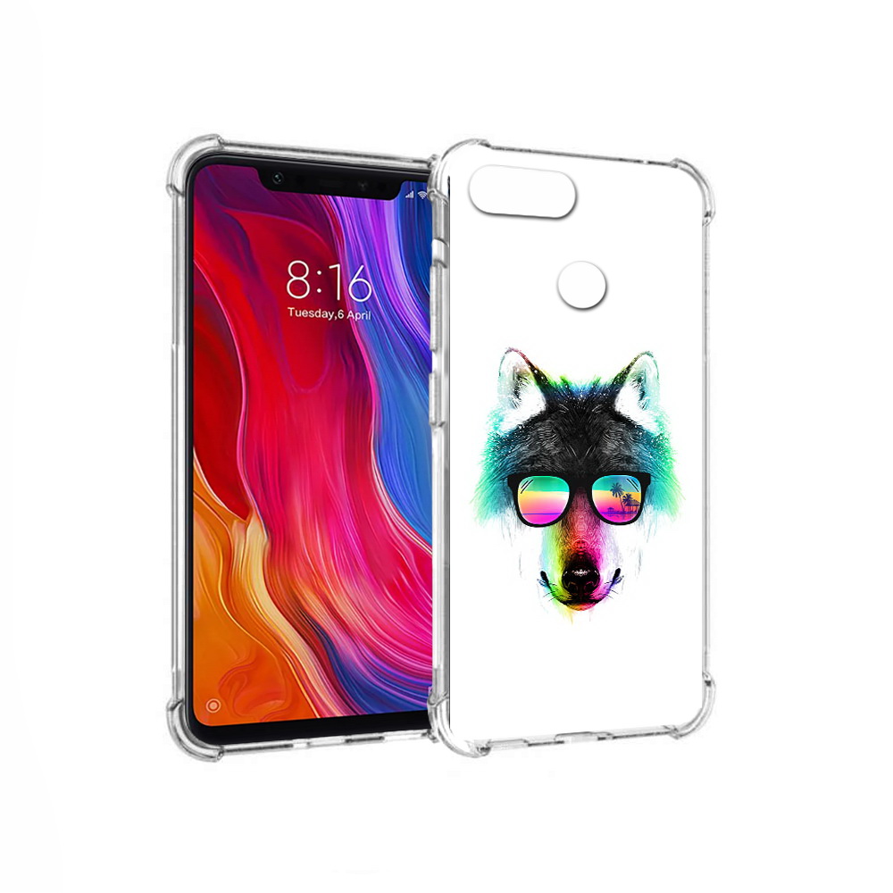 

Чехол MyPads Tocco для Xiaomi Mi 8 Lite радужный волк (PT119514.309.567), Прозрачный, Tocco