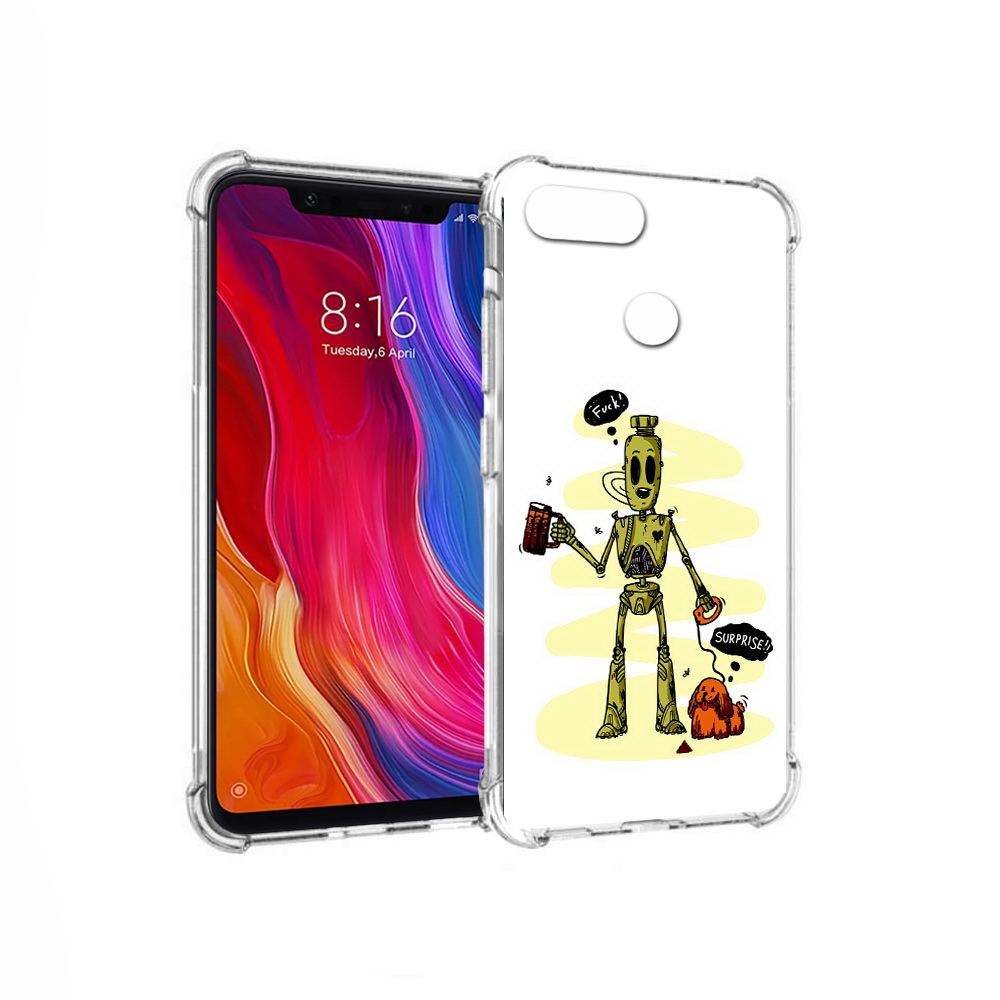 

Чехол MyPads Tocco для Xiaomi Mi 8 Lite прикольный робот (PT119514.309.557), Прозрачный, Tocco