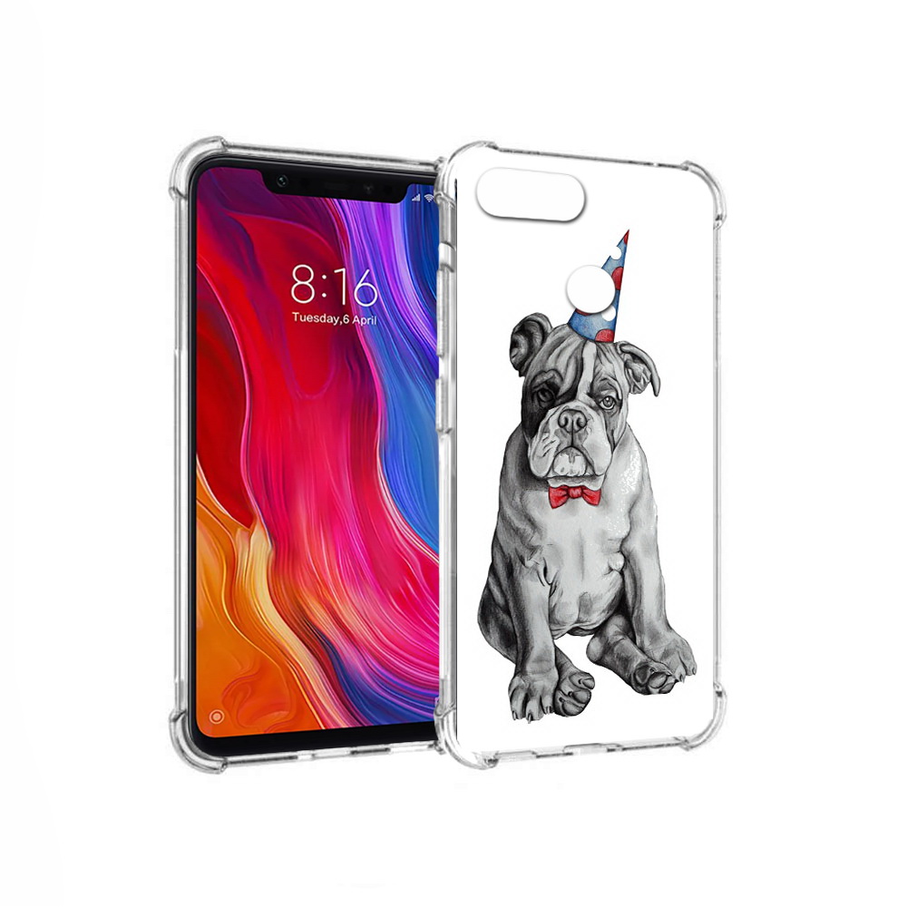 

Чехол MyPads Tocco для Xiaomi Mi 8 Lite праздничный щенок (PT119514.309.554), Прозрачный, Tocco