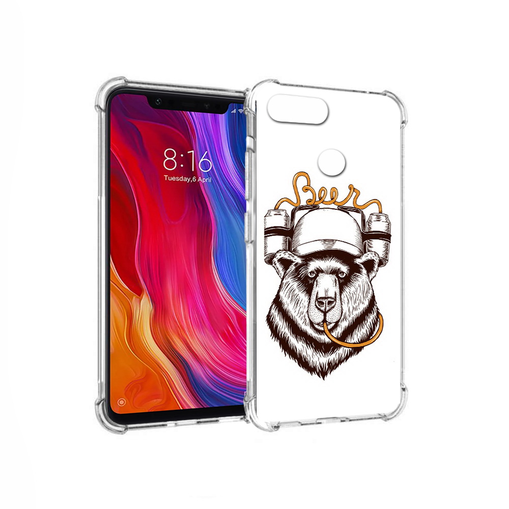 

Чехол MyPads Tocco для Xiaomi Mi 8 Lite пивной медведь (PT119514.309.538), Прозрачный, Tocco