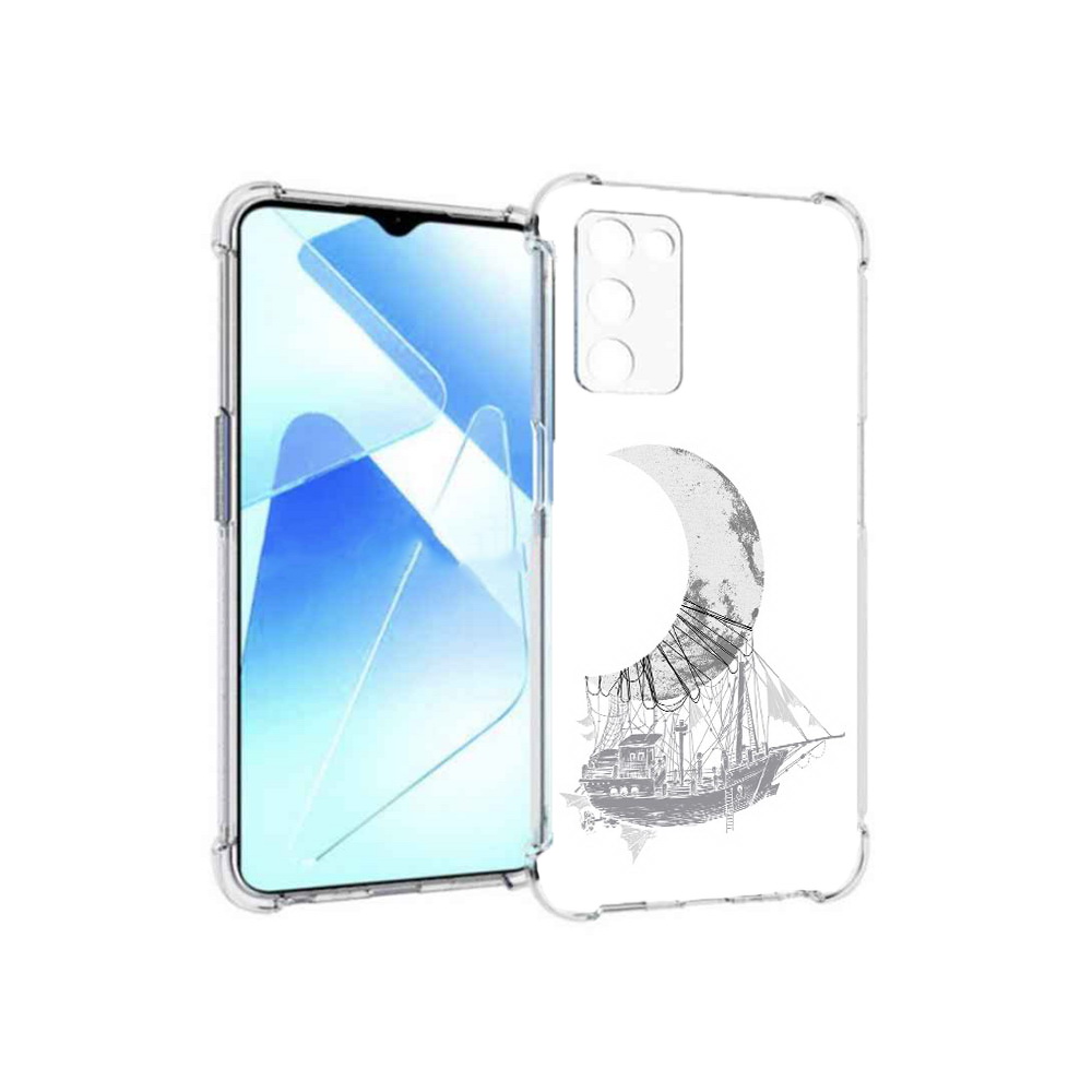

Чехол MyPads Tocco для Infinix Zero X Pro черно белый корабль полумесяц, Прозрачный, Tocco