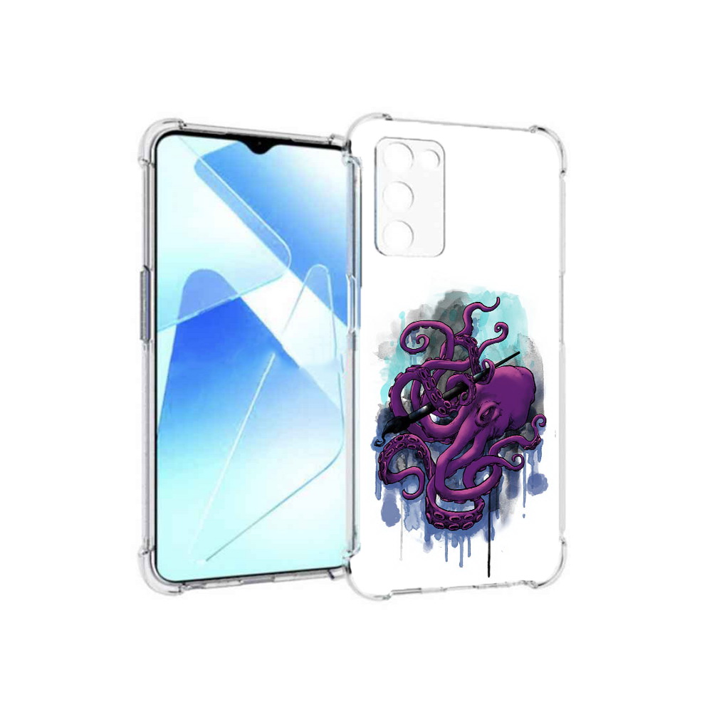 

Чехол MyPads Tocco для Infinix Zero X Pro фиолетовый осьминог, Прозрачный, Tocco