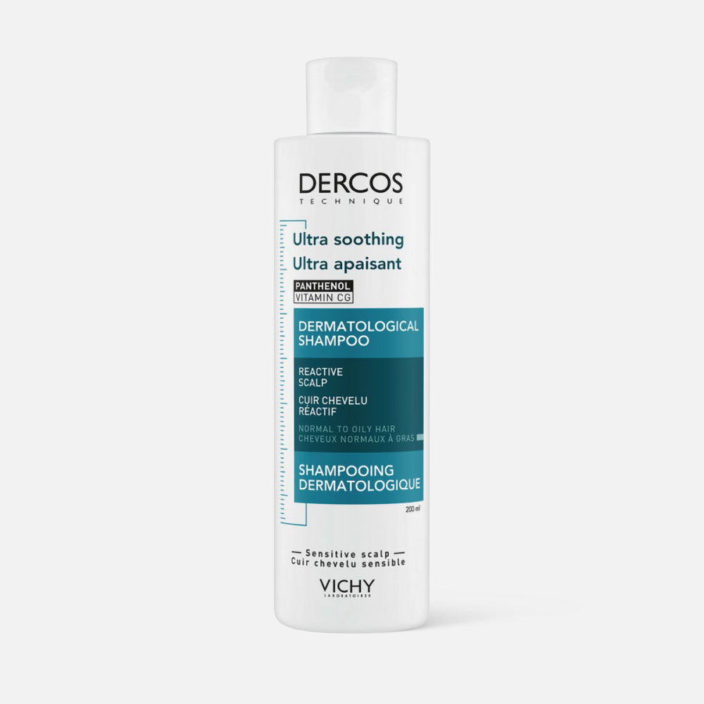 

Шампунь Vichy Dercos Ultra успокаивающий для нормальных и жирных волос, 200 мл, Ultra Soothing Normal to Oil Hair