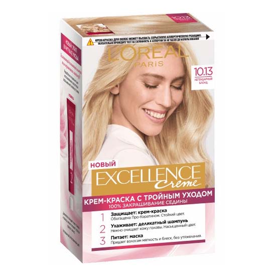 фото Краска для волос l'oreal paris excellence creme 10.13 легендарный блонд 192 мл