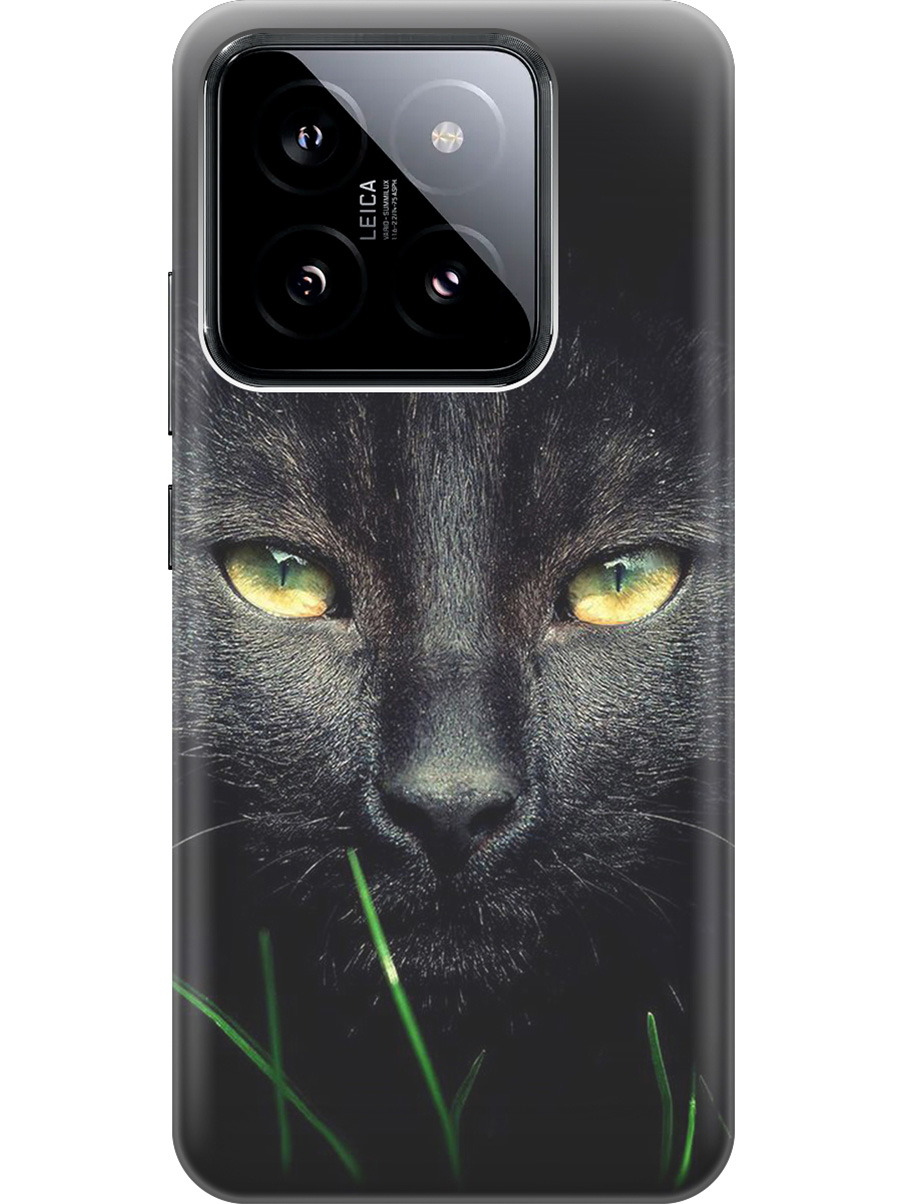 

Силиконовый чехол на Xiaomi 14 с рисунком "Кошка в темноте", Черный, 20012082