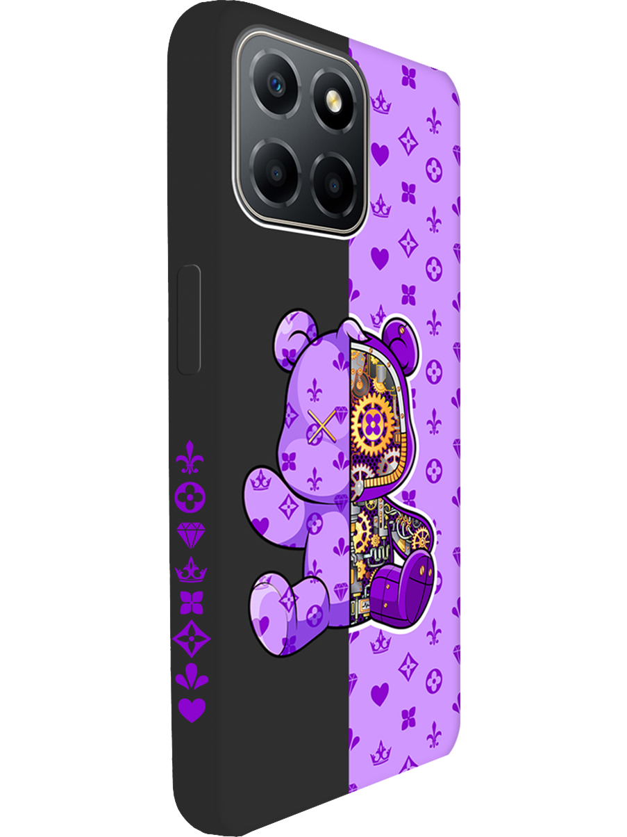 

Силиконовый чехол на Honor X6 / X8 5G с принтом "Фиолетовый Мишка" матовый черный, Черный;фиолетовый, 762092272