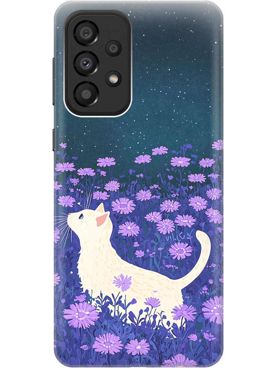 

Силиконовый чехол на Samsung Galaxy A33 5G с принтом матовый черный 857212, Черный;белый;фиолетовый, 740132912