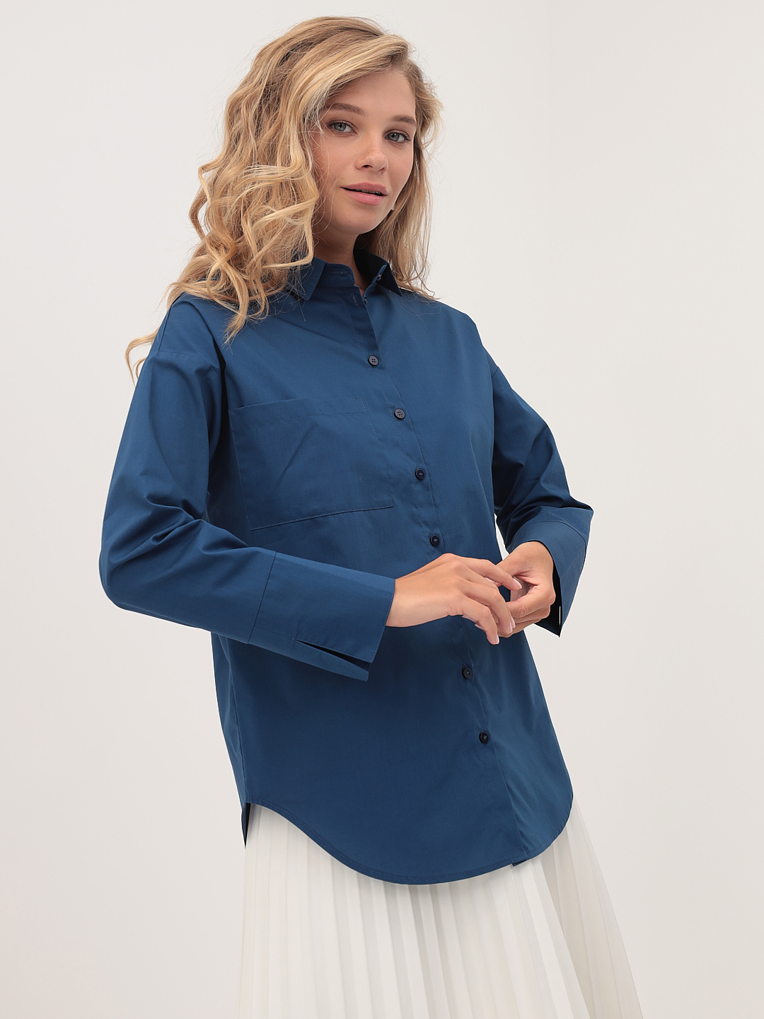 Рубашка женская KATHARINA KROSS KK-B-0004V синяя 50 RU