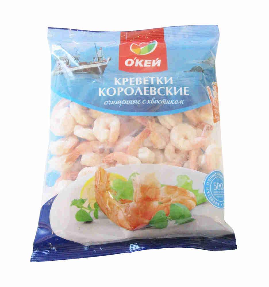 

Креветки Окей Королевские 51/70 вареные замороженные 500 г