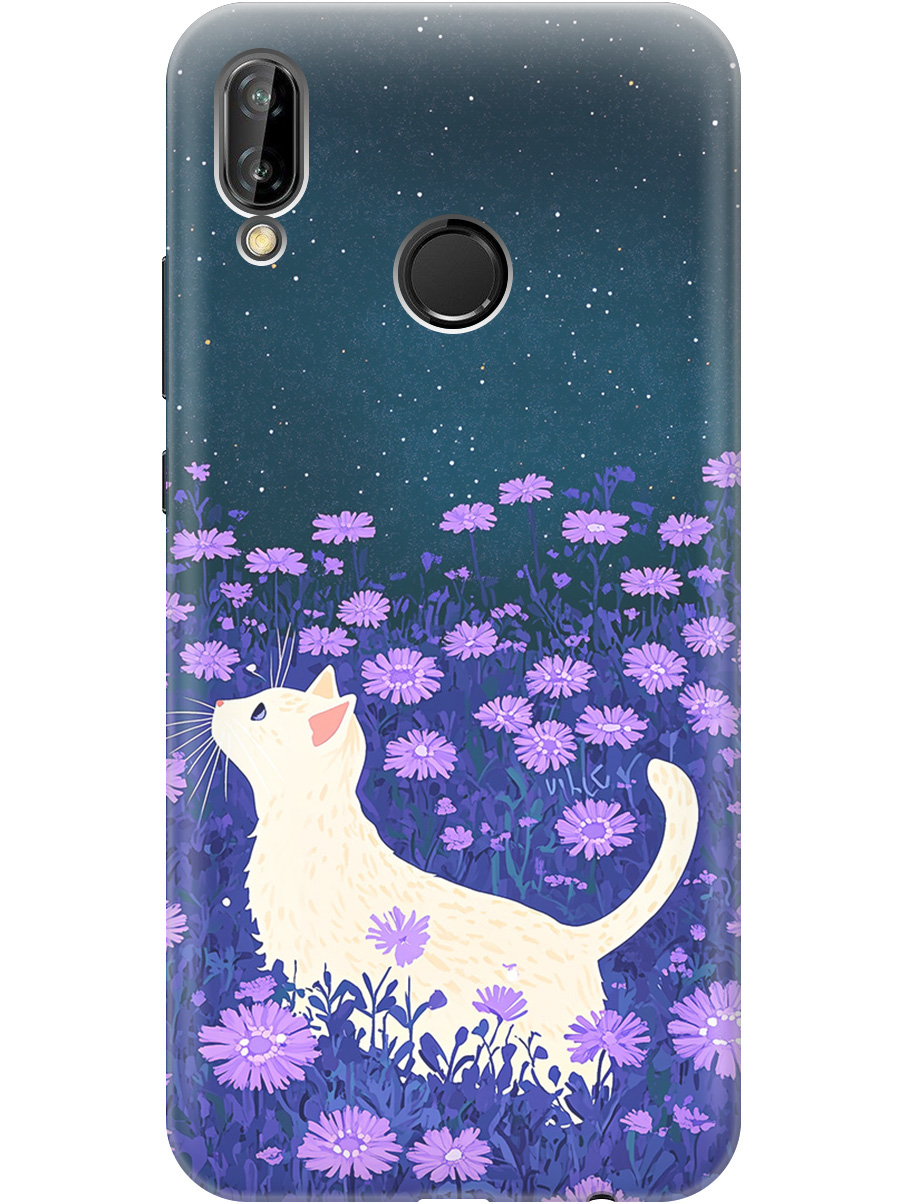 

Силиконовый чехол на Huawei P20 Lite / Nova 3e с принтом матовый черный 856962, Черный;белый;фиолетовый, 717614212