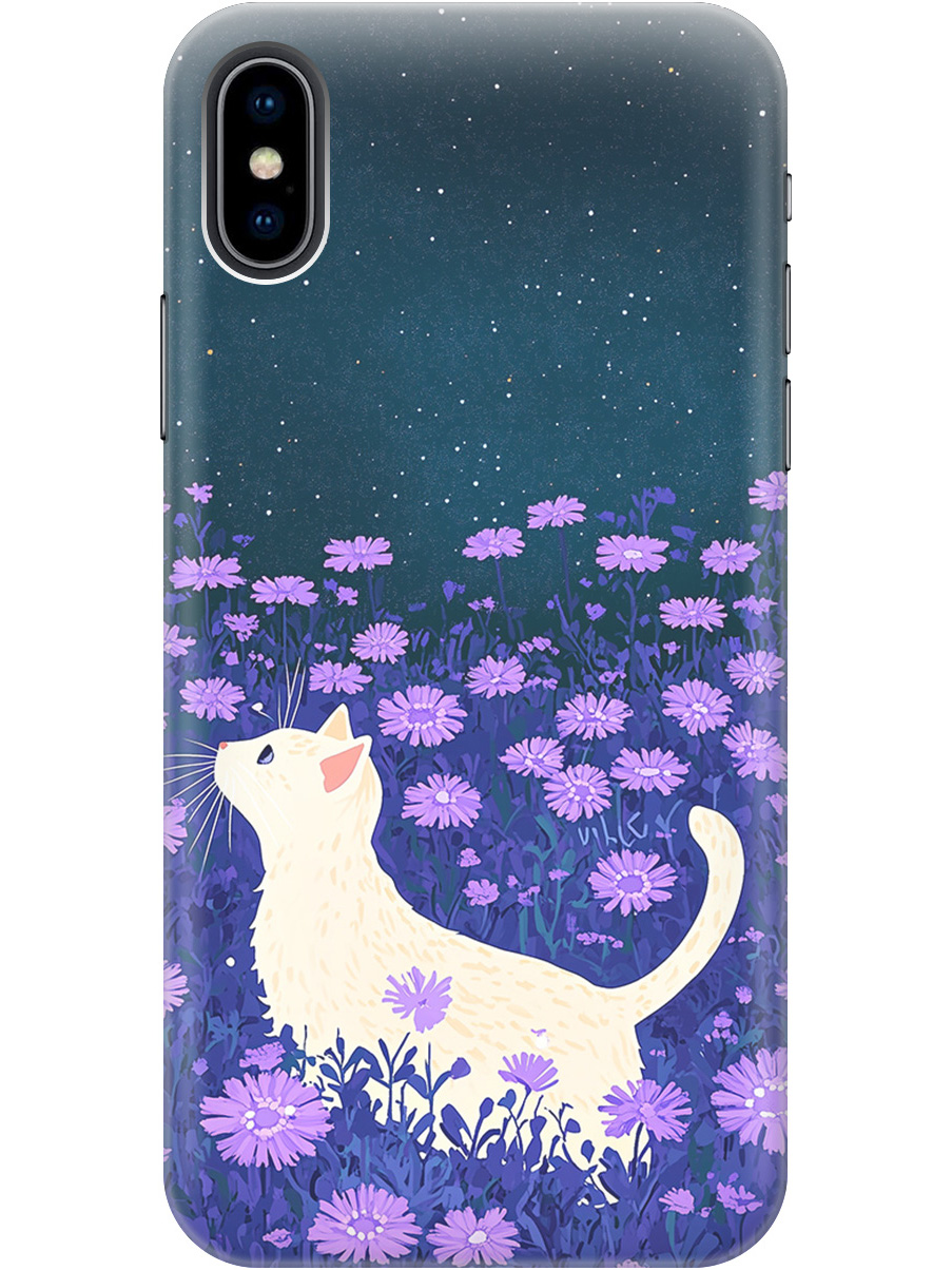 

Силиконовый чехол на Apple iPhone Xs / X с принтом матовый черный 857253, Черный;белый;фиолетовый, 715365412