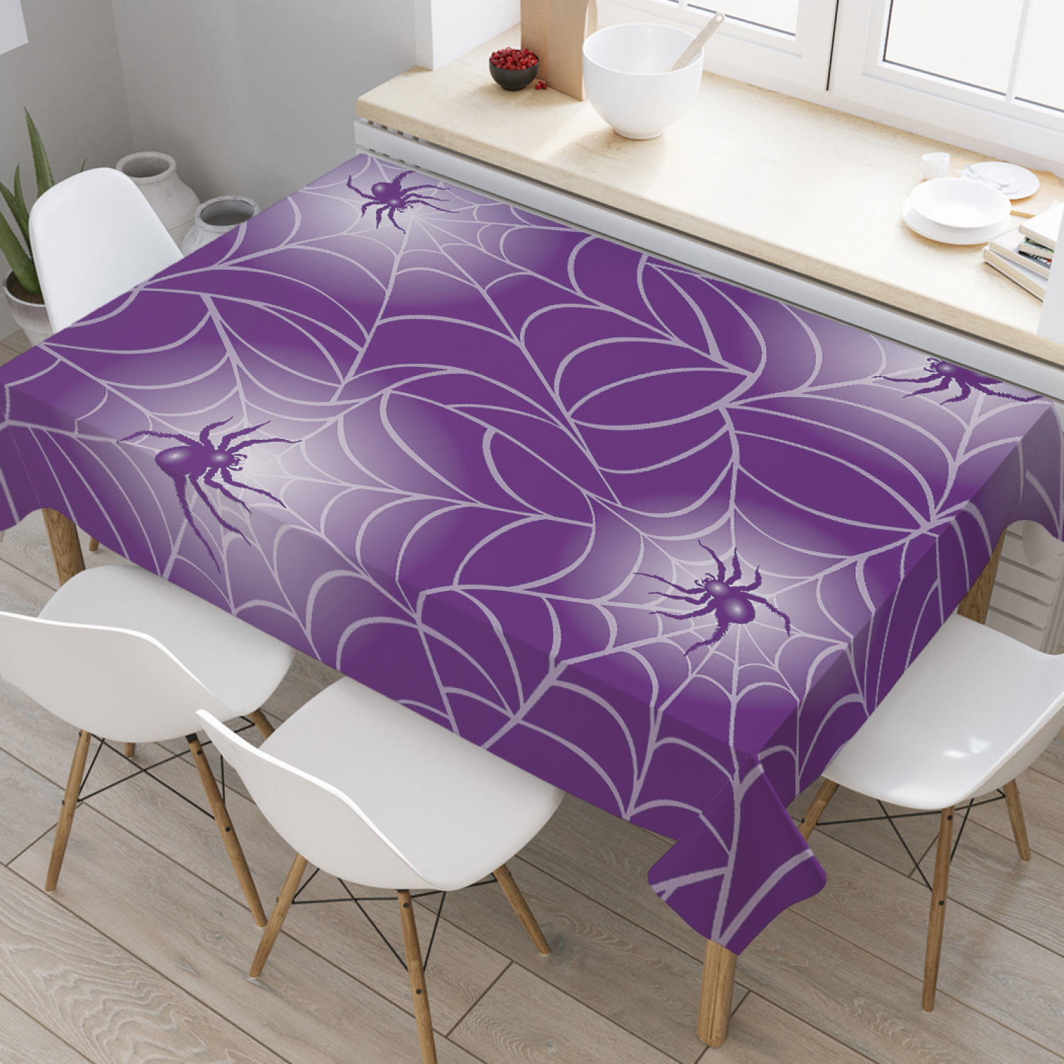 

Скатерть прямоугольная JoyArty "Паутина и паук" из оксфорда, 120x145 см, Фиолетовый, Паутина и паук