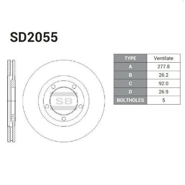 

Диск тормозной Sangsin brake sd2055